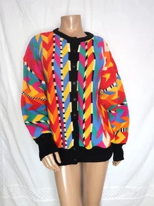 VTG Maggie White England Button Up Sweater Cardigan Women's Large 100% Wool - Picture 1 of 8