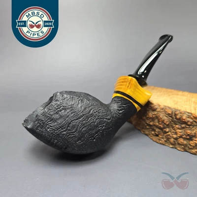 Peter Toth Sandblasted Freehand w/ Ebony & Osage Handmade Briar Pipe, New - Image 1 of 4
