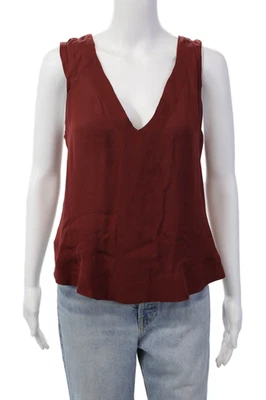 A.L.C. Camiseta sin mangas pulóver de seda con cuello en V para mujer roja talla pequeña Foto 1 de 4