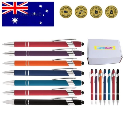 Rainbow Rubberized Soft Touch Ballpoint Pen with Stylus Tip a stylish,  metal... - image 1 of 4