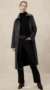 Pantalone pelle vegan bootcut medio nuovo con etichette taglia 24/00 PETITE BLACK - Foto 1 di 6