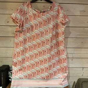 Julian Taylor Ladies 22W Short Sleeve Dress With Flamingos Back Zip - Picture 1 of 4