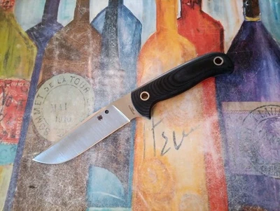 Spyderco Bradley Bowie, Satin PSF27 Plain Blade, Smooth Black G-10 Handle - Image 1 of 4