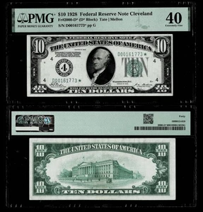 ** STAR NOTE ** Fr. 2000-D* $10 1928 Federal Reserve Note. PMG Extremely Fine 40 - Picture 1 of 1