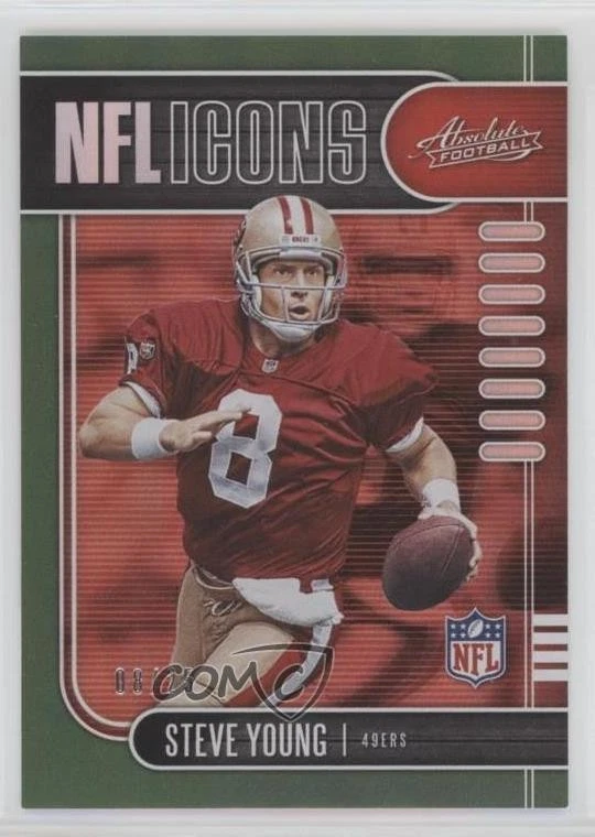 2019 Panini Absolute NFL Icons Green Spectrum /25 Steve Young #14 HOF - Image 1 of 2