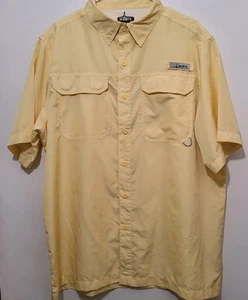 Habit Fishing Shirt Mens L Short Sleeve Button Up Hiking Lightweight Yellow  - Picture 1 of 7