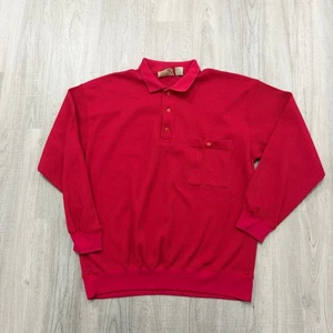 Vintage St Johns Bay Kragen Pullover Herren Large Rot 90s Thermo Waffelstrick 90s - Bild 1 von 6