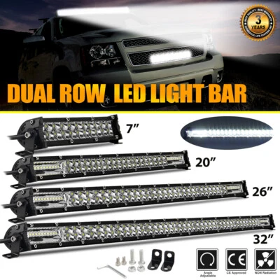 7" 14" 20" 26" 32" LED Light Bar Spot Flood Offroad Roof Driving Lamp Trucks 4WD - Image 1 of 4