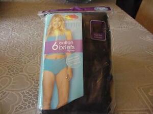 FRUIT OF THE LOOM 6 PACK BLACK COTTON BRIEFS PANTIES WOMENS SIZE 10/3X NEW