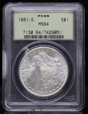 Dólar Morgan 1881-S graduación profesional MS64 Foto 1 de 4