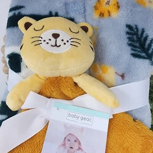 Tiger Lovey Baby Gear Blanket Gift Set gold Gray Giraffe Alligator Elephant Toy - Picture 1 of 16