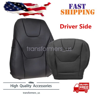 2PCS For 2013-2017 Ford Fusion Titanium Driver Bottom & Top Seat Cover Black - Image 1 of 4