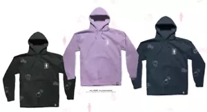 Girl Skateboards Hello Kitty 50th Anniversary All over Hoodie Black Purple Navy - Picture 1 of 7