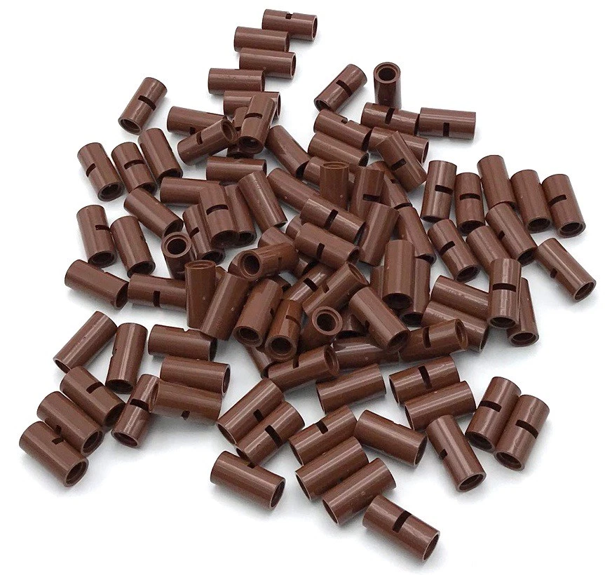 Lego 100 New Reddish Brown Technic Pin Connector Round 2L with Slot Pin Joiner - Image 1 of 1