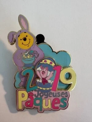 Pin DLP LE Winnie Pooh Leitão Feliz Páscoa 2019 Joyeuse Paques Disney Paris (D4) - Imagem 1 de 2