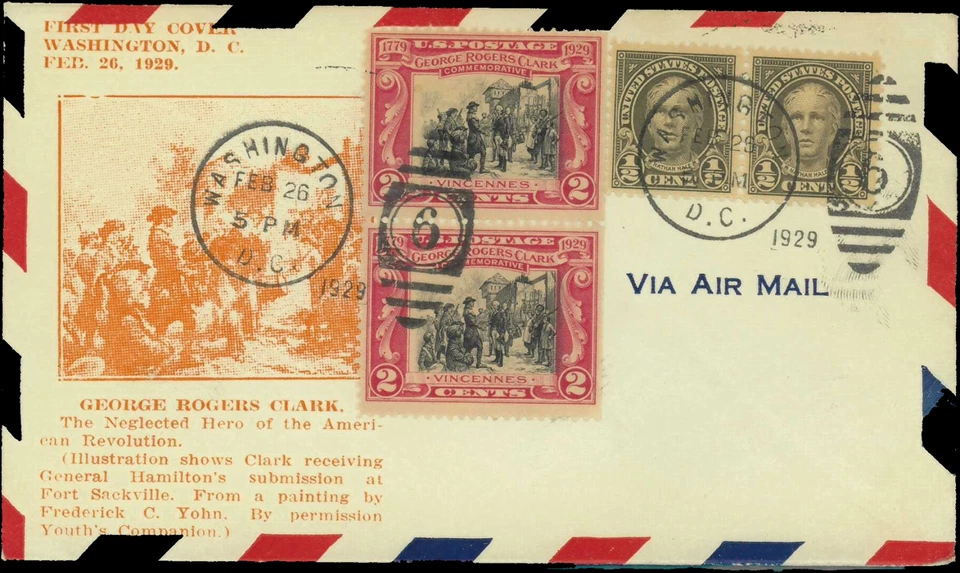 SAVOYSTAMPS- USA Cover -1929-George Rogers Clark-# 651 FDC-Indianapolis Indiana - Image 1 of 1