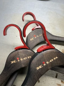 KITON NAPOLI Stained Wood & Carbon Fiber 18” Jacket Hangers (3)Made In Italy - Picture 1 of 12