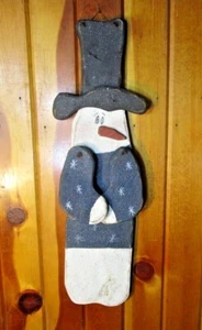 Wood Snowman Wall Hanging Rustic Door Decoration Christmas Winter 23" Tall  - Picture 1 of 5