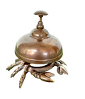 Vintage Antique Brass Crab Bell Hotel Counter Reception Bell Teacher Desk Bell