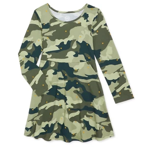 Wonder Nation Girls Long Sleeve Play Dress Camo Green Sizes XS,M #R3 - Picture 1 of 1