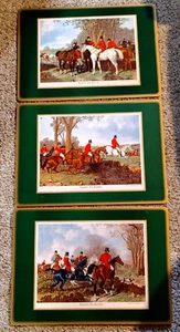 Juego de 3 mantel individual de caza de zorro inglés pimpinela de colección barra trasera de corcho 15x11 - Imagen 1 de 9