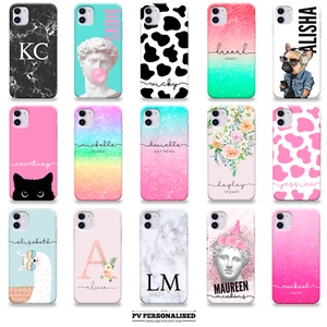 Personalised Phone Case For iPhone 13 12 15 Xr Name Marble Floral Cute Funny Cow - Picture 1 of 29