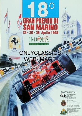 1998 F1 FERRARI CAR SAN MARINO GRAND PRIX FORMULA ONE AUTO RACING 12X18 POSTER Cover