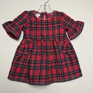 Christmas Red Tartan Plaid Dress by Mud Pie, Size 6-9 Months - Picture 1 of 9