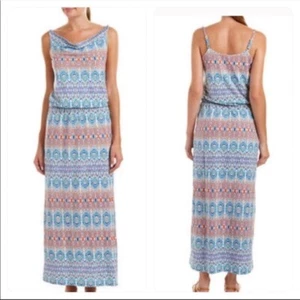 Cabi Dress In The Sun 317 Ikat Print Maxi Cowl Neck Full Length Sleevless Sz S - Picture 1 of 9