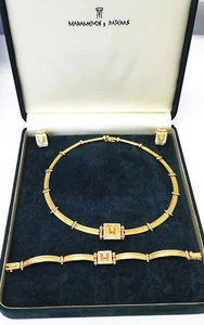 Gold Necklace Earrings Rare  18K Yellow Set Natural Diamonds 110 Grams - Picture 1 of 11