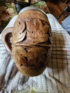 Handcarved Wooden Mug With Stainless Steel Insert - Picture 1 of 4