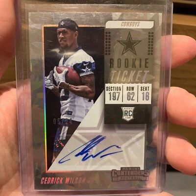 2018 Panini Contenders Ticket Cedrick Wilson Jr. Cracked Ice RC Auto /24 - Image 1 of 2