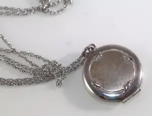 Vintage Sterling Silber Medaillon Anhänger an Kette Halskette - Bild 1 von 5
