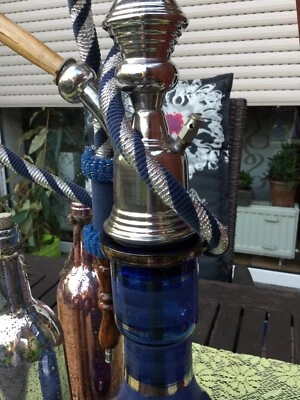Shisha Große Wasserpfeife Original Ägypten Apple Sommer Party blau NEU - Bild 1 von 2