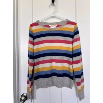C&C California 2-Ply Cashmere Knit Sweater Multicolored Stripes Medium  - Image 1 of 4