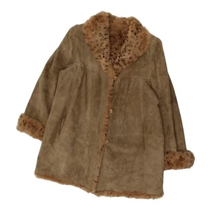Abrigo de piel de gamuza vintage | Fontani para mujer marrón de lujo con botones peludo de gama alta - Imagen 1 de 5