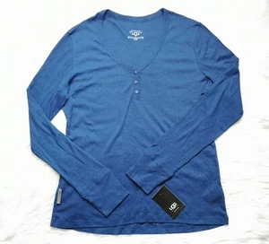 NUEVO $78 UGG ROPA DE DORMIR JILLIAN AZUL MUJER AGUJEROS PARA EL PULGAR PIJAMA TOP TALLA XL - Imagen 1 de 9