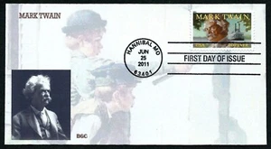 USA, SCOTT # 4545, BGC FDC COVER OF POET & WRITER MARK TWAIN, YEAR 2011 - Picture 1 of 2