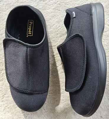 Zapatillas de cojín Propet para hombre negras con correa de velcro sin cordones M0202 11 usadas en excelente estado para diabéticos  Foto 1 de 4