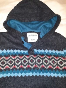 Boys XL 15 16 abercrombie Kids navy Sweater With Front Pockets Thick Warm - Picture 1 of 6