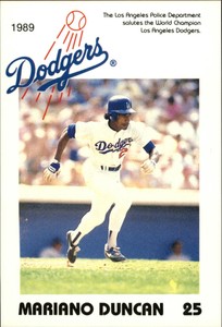 1989 Dodgers Police Baseball Card #15 Mariano Duncan