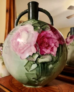 Large Limoges Haviland Hand Painted Rose Vase - Picture 1 of 10
