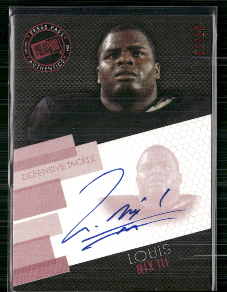 Louis Nix III 2014 Press Pass Red Auto 7/10 - Image 1 of 2