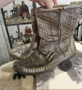 BUTTERO Made in Italy Genuine Soft Leather Moccasin Woven Ankle Boots 40 - Picture 1 of 4