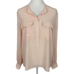 LOFT | Light Pink Long Sleeve Half Button Down Blouse NWT Office Work Casual - Picture 1 of 12