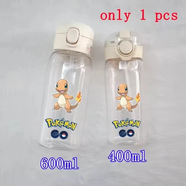 Pokemon 600ml Kids Clear Plastic Drinks Flip Lid Straw Water Bottle Charmander - Image 1 of 1