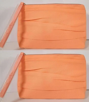 Lancome Signature Makeup Cosmetic Bag Pouch Orange 11x7x2 large pleated set x 2 - Image 1 of 4