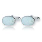 1.50Ct Oval Cut Fire Opal Men's Cufflink For Wedding In 14K White Gold Over 925