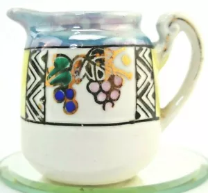 Vintage Collectible Miniature Creamer Pitcher with Grapes and Geometric Design - Picture 1 of 7