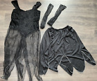 BLACK Dress HALLOWEEN COSTUME Child Size LARGE 12-14 Detached Sleeves STEAMPUNK